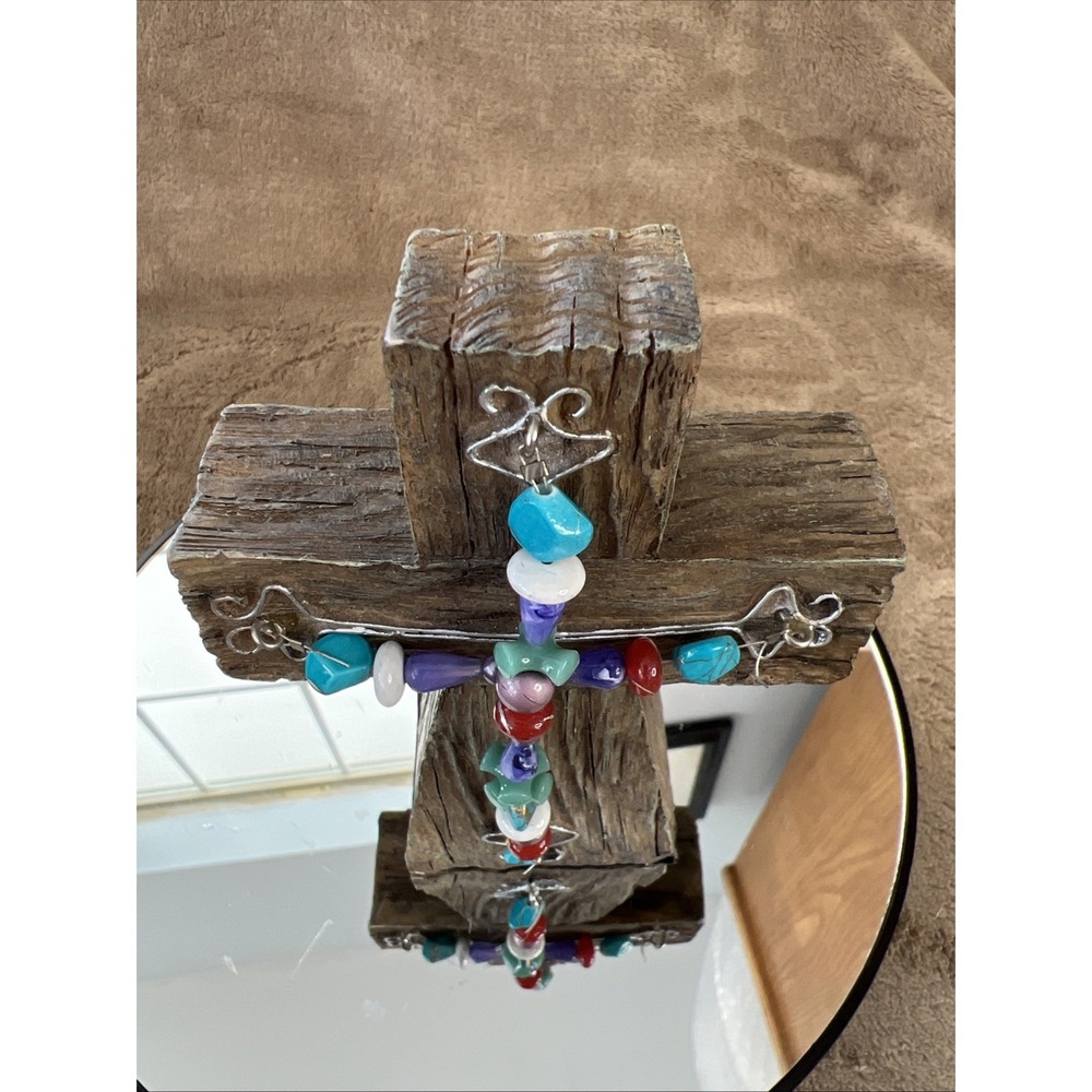 Carson Home Accents Cross 5x3.75 Resin Heavy Wire Beads Shelf Sitter - Picture 8 of 8